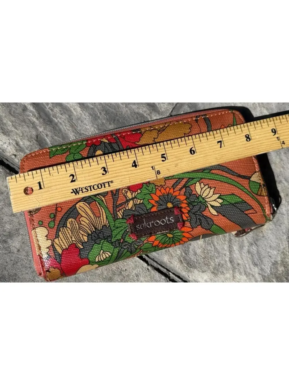 Sakroots Artist Colorful Zip Around Wallet Polyester Boho 8x4 Orange Floral CUTE